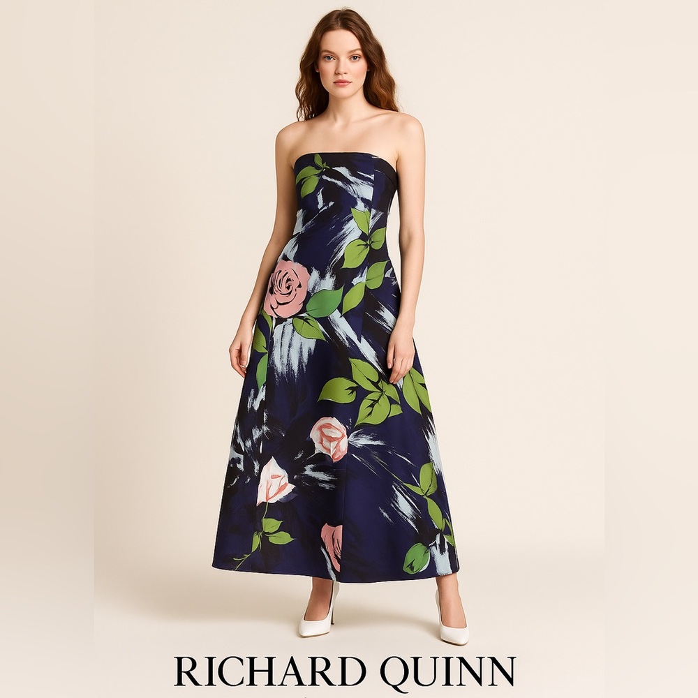 Richard Quinn x Debenhams Strapless Floral Gown – NWT Bold Rose Print size US 10